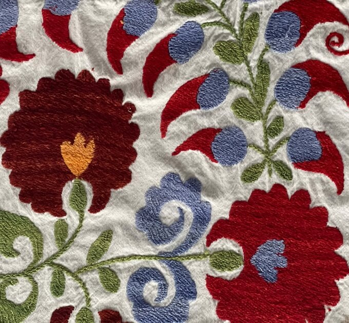 Flower patterns on a tablecloth from Turkey